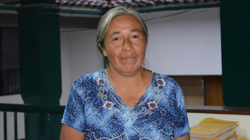 Marcelina Lame Pame, líder campesina que vive en la vereda El Hogar, perteneciente a la subcuenca del río Molino.