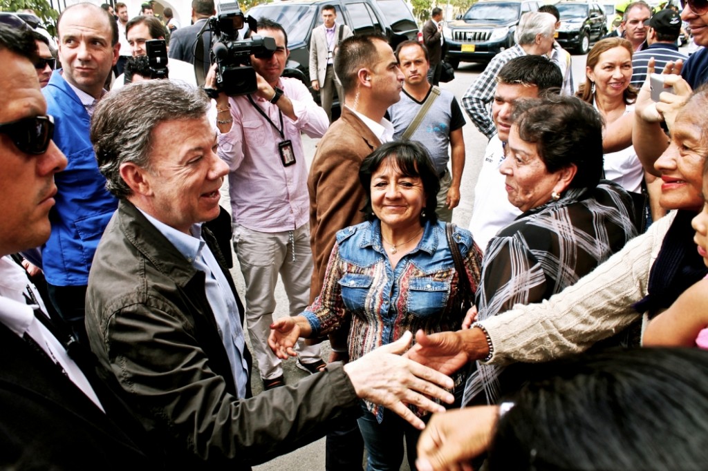 Presidente-candidato Juan Manuel Santos, durante su visita a Popayán. 