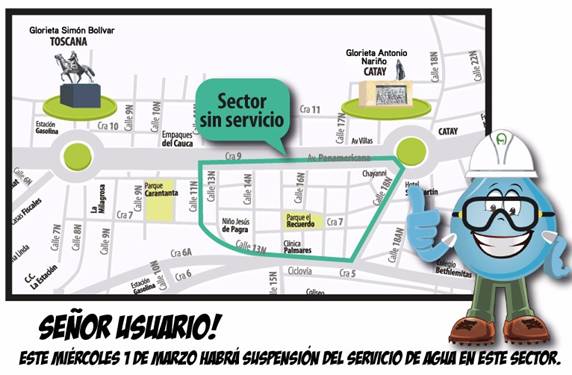 Para concluir el empalme de redes de acueducto, se programó el cierre de la carrera 7 con calle 1 Norte los días miércoles 1 y jueves 2 de marzo de 2017.